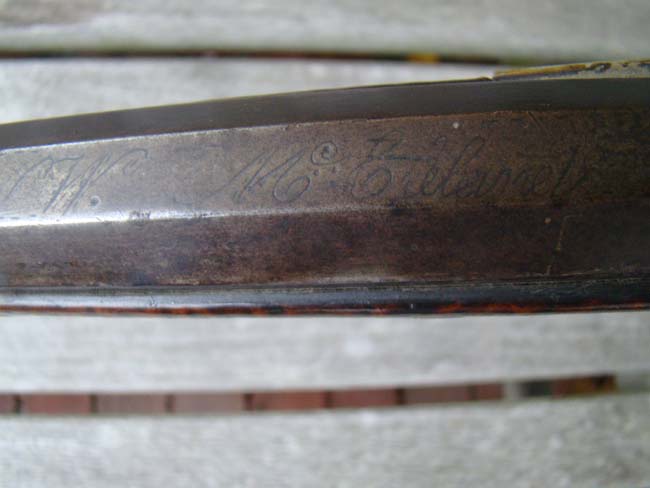 An impressive tiger-maple half-stock silver mounted percussion Frontier Rifle by William McCleland of Naffanees, Indiana, circa 1860-1862. — image 7
